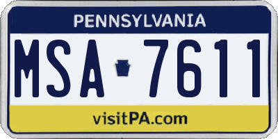 PA license plate MSA7611