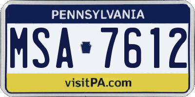 PA license plate MSA7612
