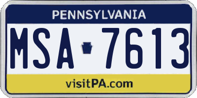 PA license plate MSA7613