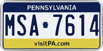 PA license plate MSA7614