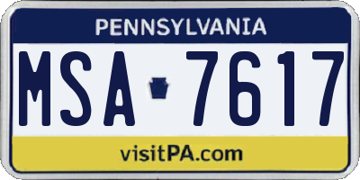 PA license plate MSA7617