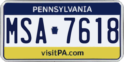 PA license plate MSA7618