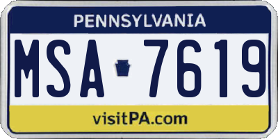 PA license plate MSA7619
