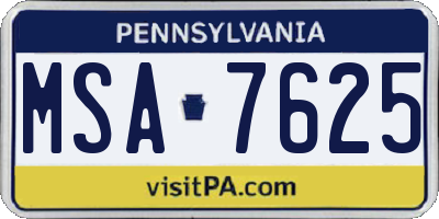 PA license plate MSA7625