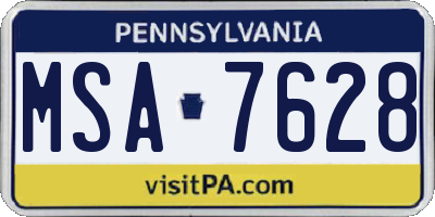 PA license plate MSA7628