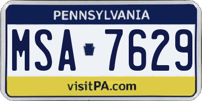 PA license plate MSA7629
