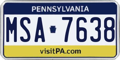 PA license plate MSA7638