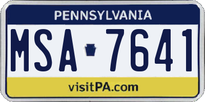 PA license plate MSA7641