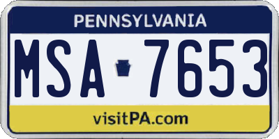 PA license plate MSA7653