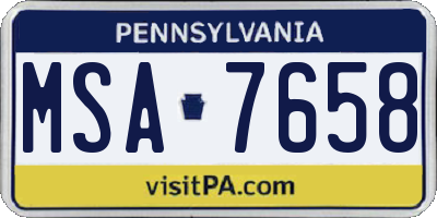 PA license plate MSA7658