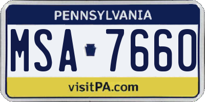 PA license plate MSA7660