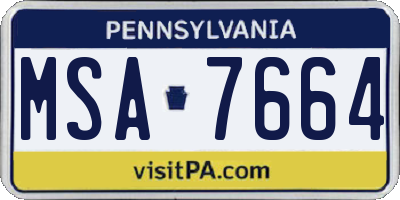 PA license plate MSA7664