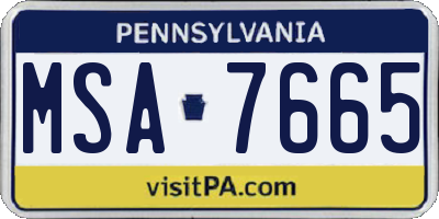 PA license plate MSA7665