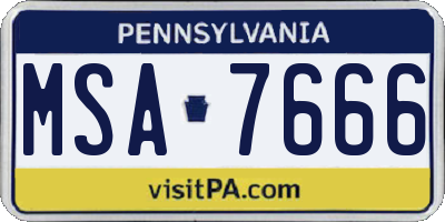 PA license plate MSA7666