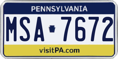PA license plate MSA7672
