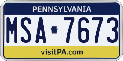 PA license plate MSA7673