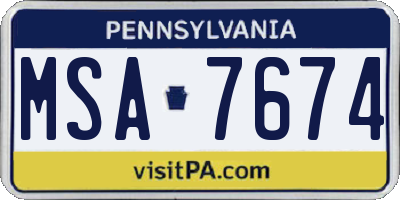 PA license plate MSA7674