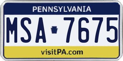PA license plate MSA7675