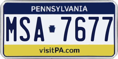 PA license plate MSA7677