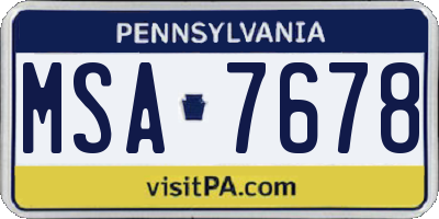 PA license plate MSA7678