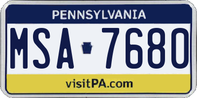 PA license plate MSA7680