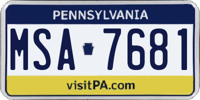 PA license plate MSA7681