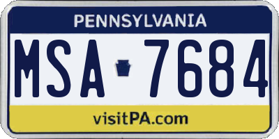 PA license plate MSA7684