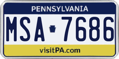 PA license plate MSA7686