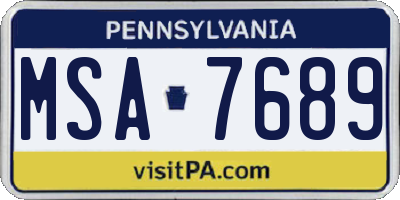 PA license plate MSA7689