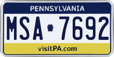 PA license plate MSA7692