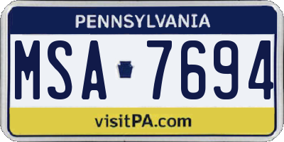 PA license plate MSA7694