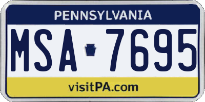 PA license plate MSA7695