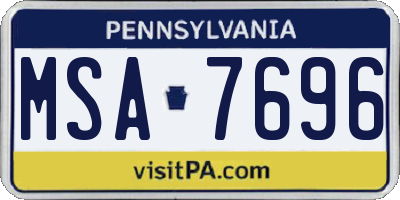 PA license plate MSA7696