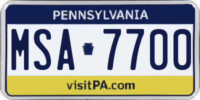 PA license plate MSA7700