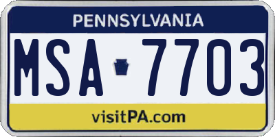 PA license plate MSA7703