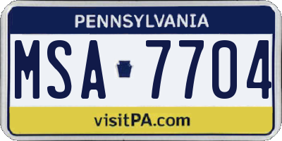 PA license plate MSA7704