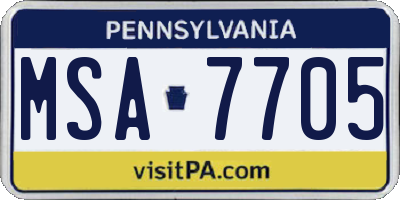 PA license plate MSA7705
