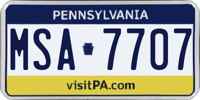 PA license plate MSA7707