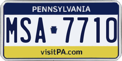 PA license plate MSA7710