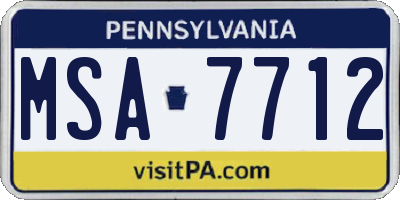 PA license plate MSA7712