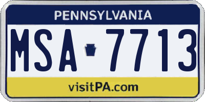 PA license plate MSA7713