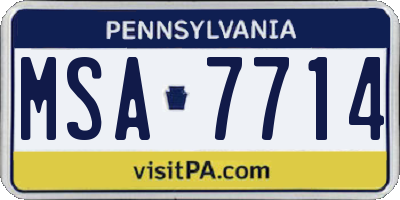 PA license plate MSA7714