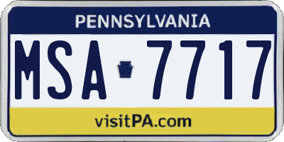 PA license plate MSA7717