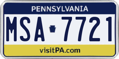 PA license plate MSA7721
