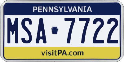PA license plate MSA7722