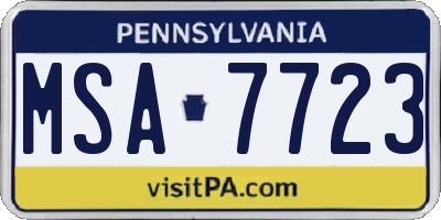 PA license plate MSA7723