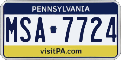 PA license plate MSA7724