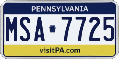 PA license plate MSA7725