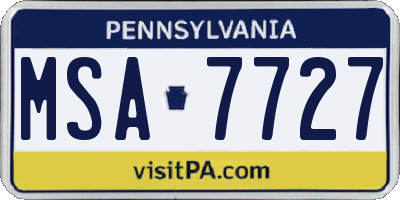 PA license plate MSA7727
