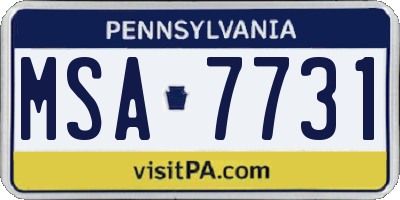 PA license plate MSA7731